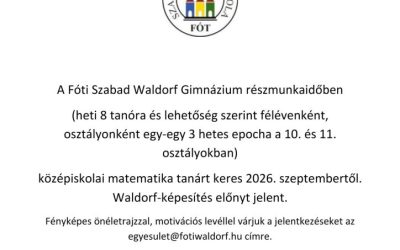 Középiskolai matematika tanárt keresünk
