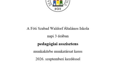 Álláshirdetés – Pedagógiai asszisztens