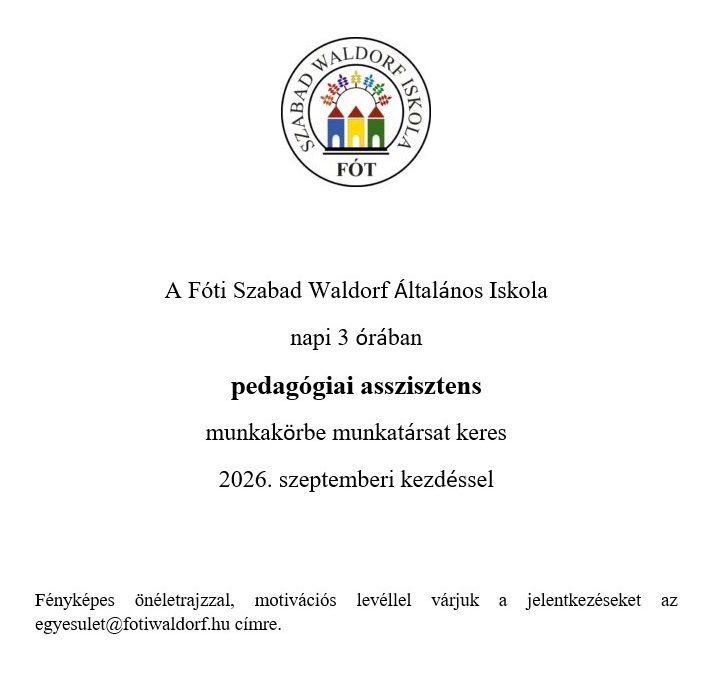 Álláshirdetés – Pedagógiai asszisztens